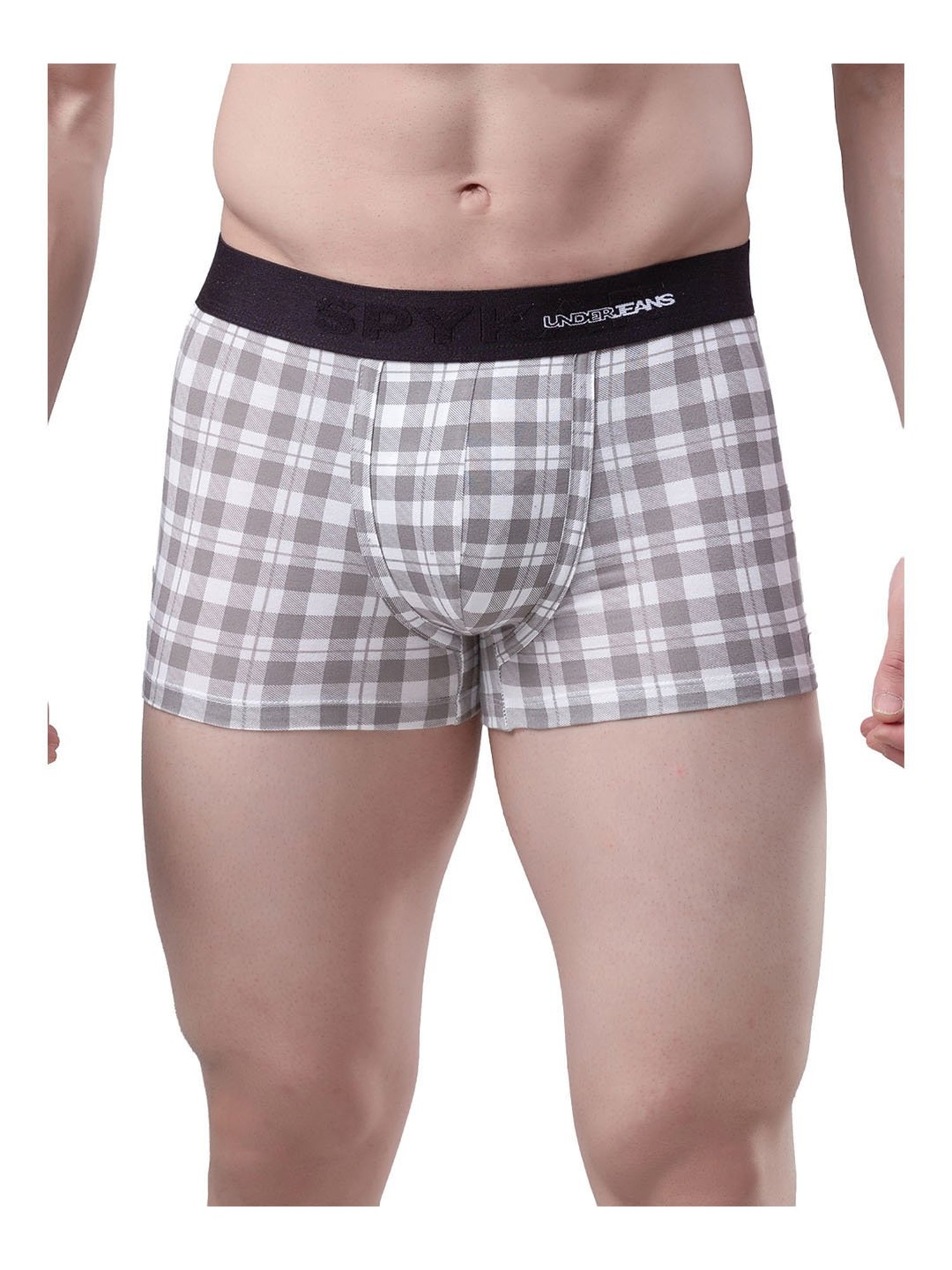 UnderJeans by Spykar White & Grey Checks Trunks