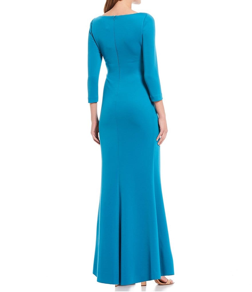 Eliza J Side Ruffle 3/4 Sleeve Scuba Gown