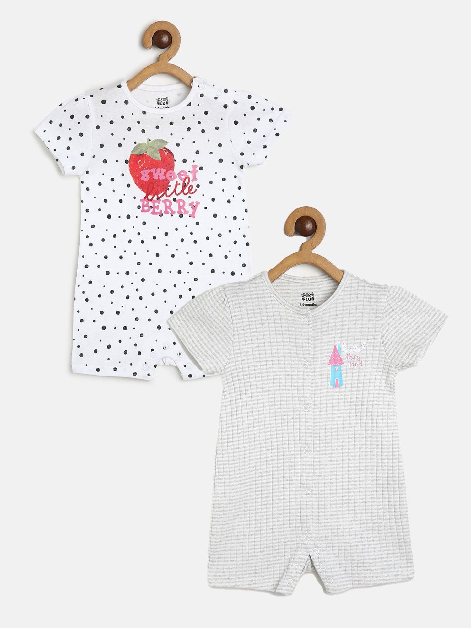 Berrytree Organic Kids Black Cotton Animals Print Rompers