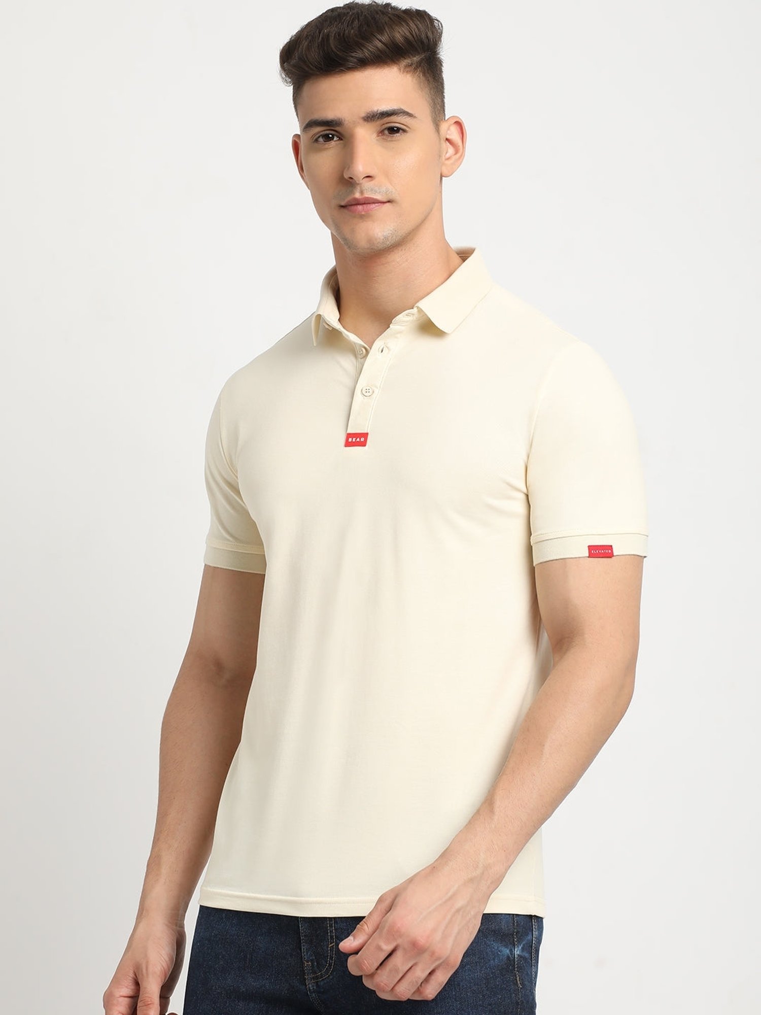 The Bear House Cream Slim Fit Polo T-Shirt