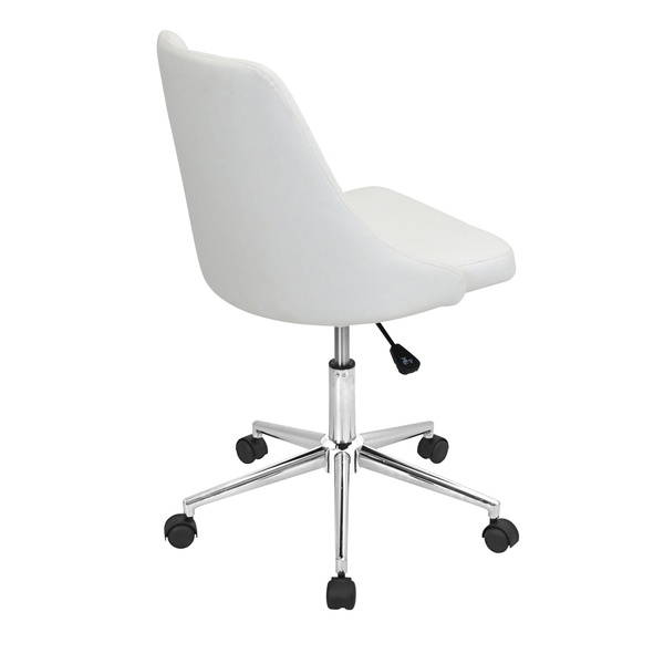 Lumisource Marche Upholstered Swivel Office Chair in White