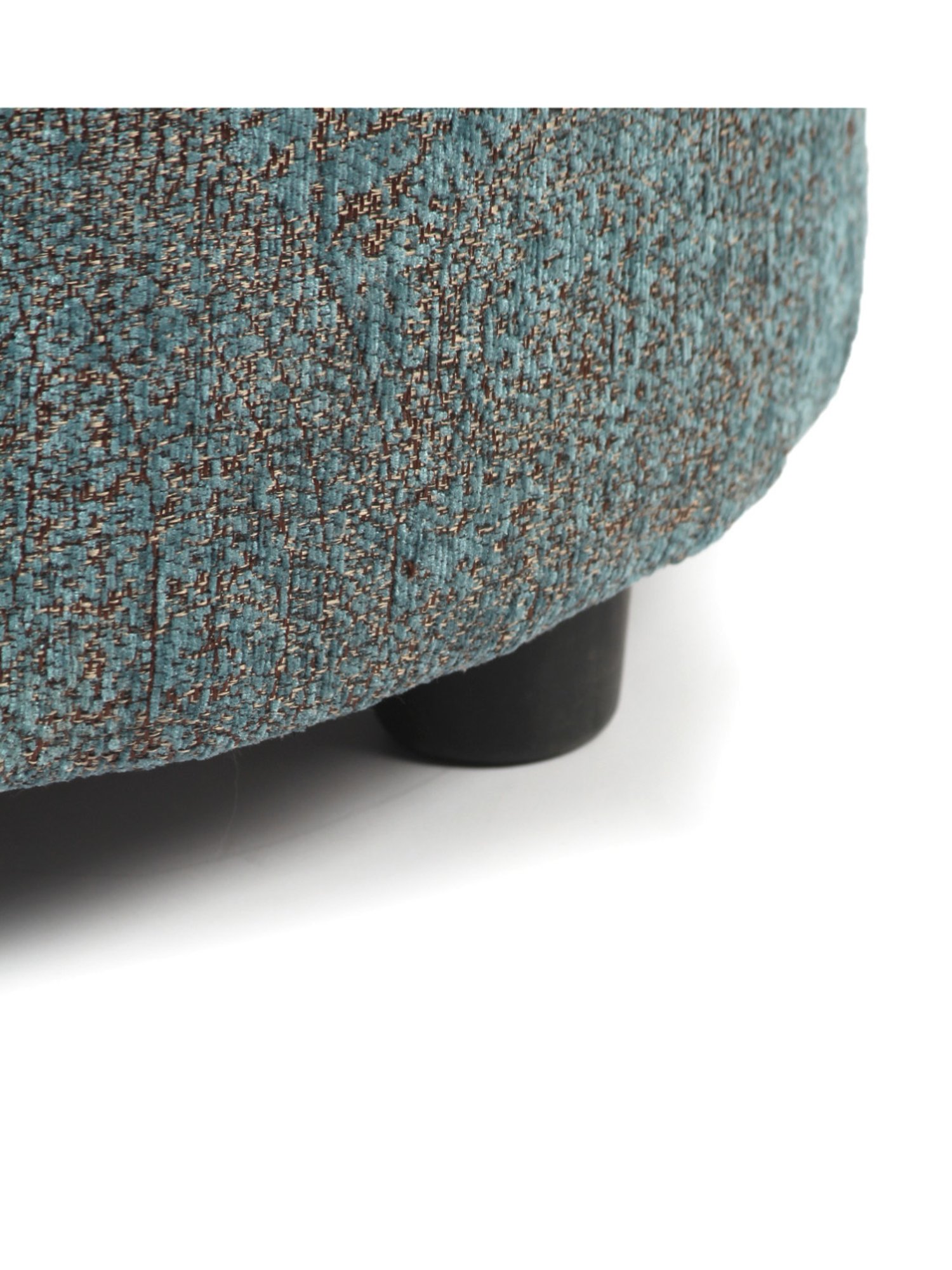 Ikiriya Lisbon Jacquard Brown & Blue Wood Ottoman
