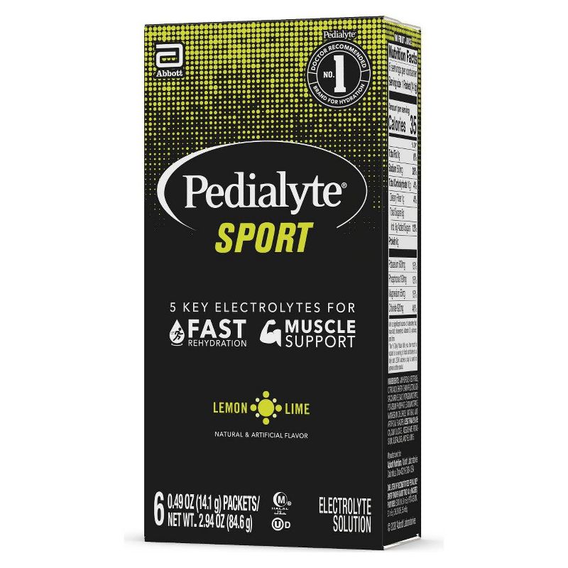 Pedialyte Sport Electrolyte Powder - Lemon Lime - 6ct/2.94oz