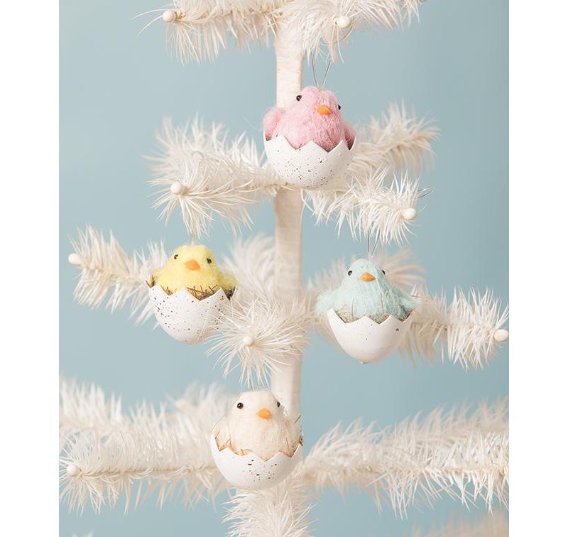 Easter 2.0" Chicks In Egg Set/4 Spring Tree Ornament Bird  -  Decorative Figurine Sets