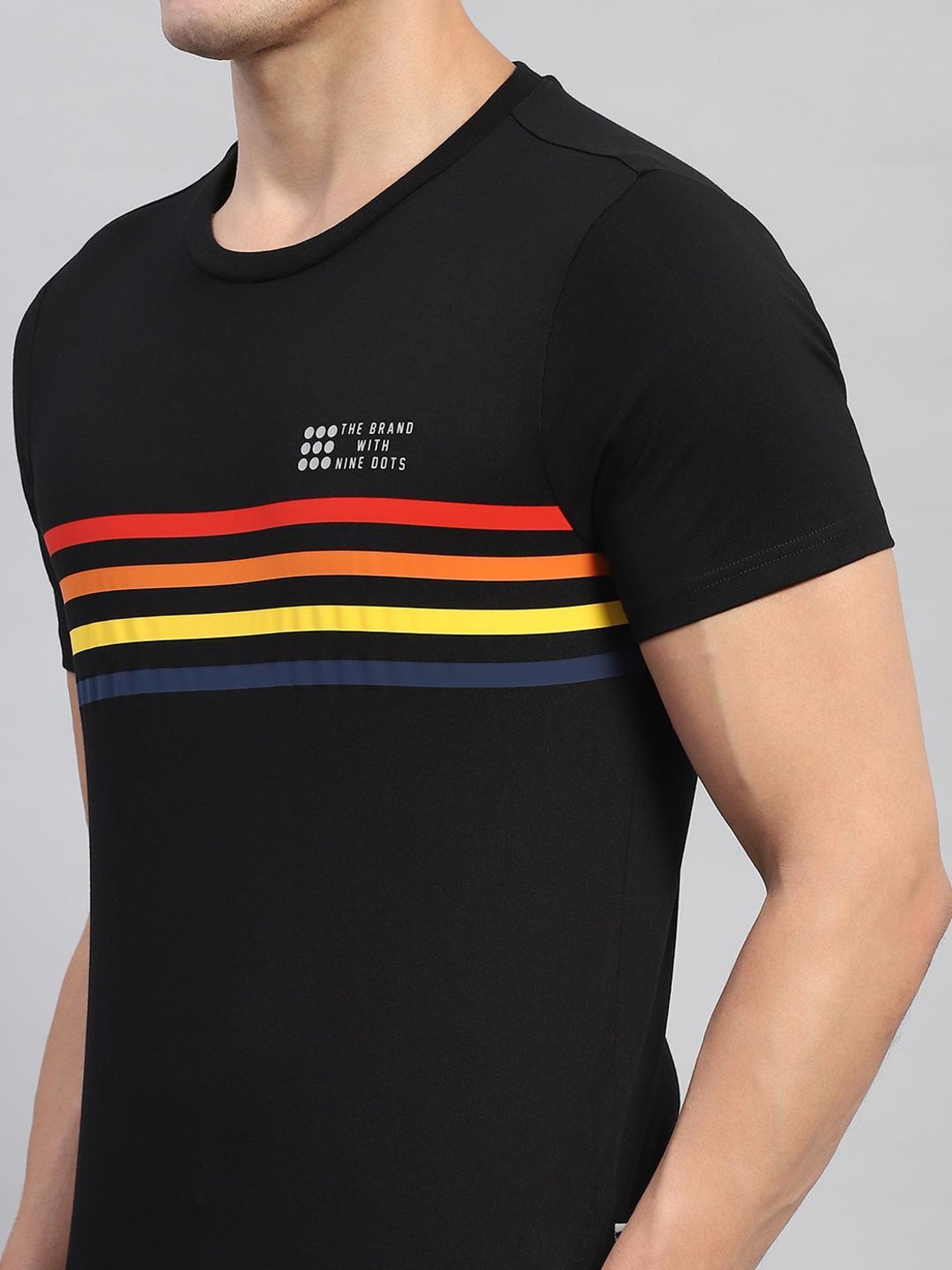 Rock.it Black Cotton Regular Fit Printed T-Shirt