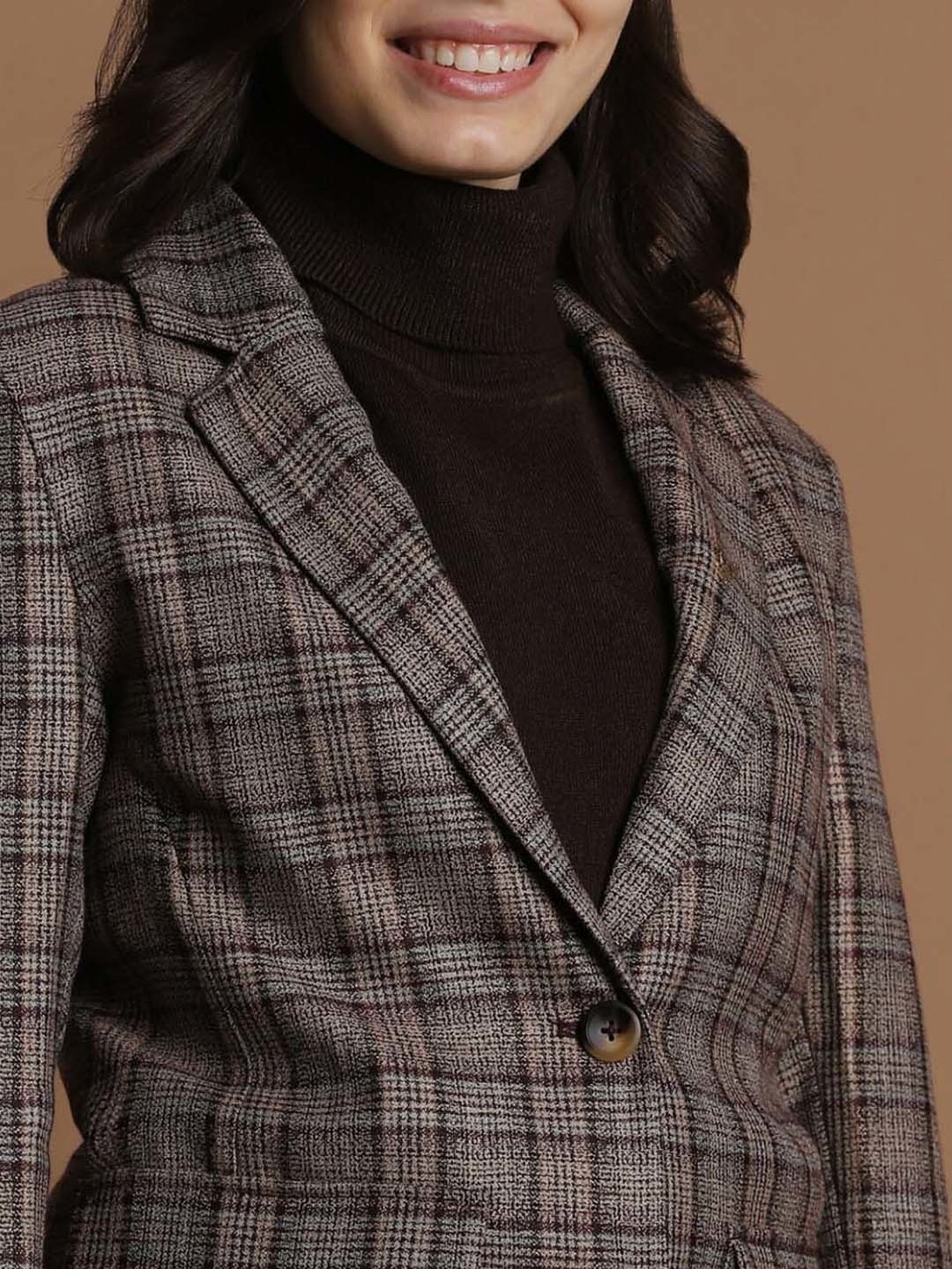 Allen Solly Grey Chequered Blazer