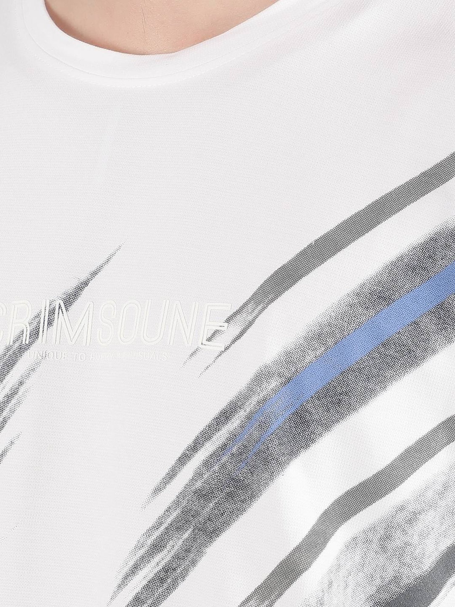 Crimsoune Club White Slim Fit Printed T-Shirt