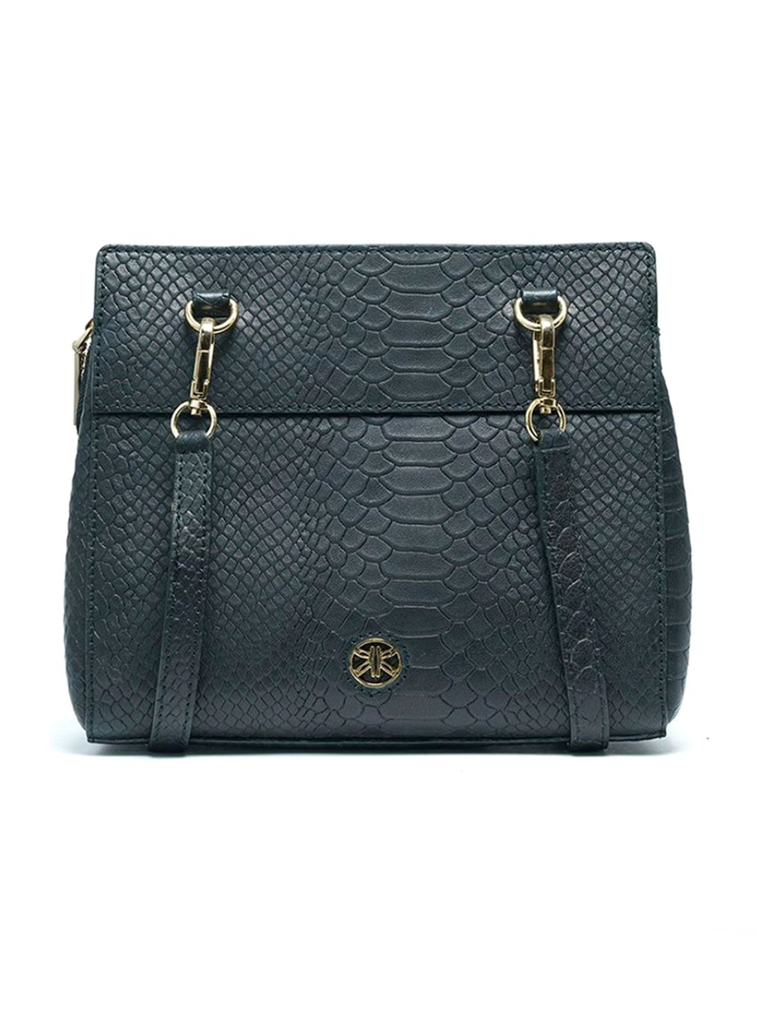 RI2K London Black Leather Medium Animal Effect Cross Body Bag
