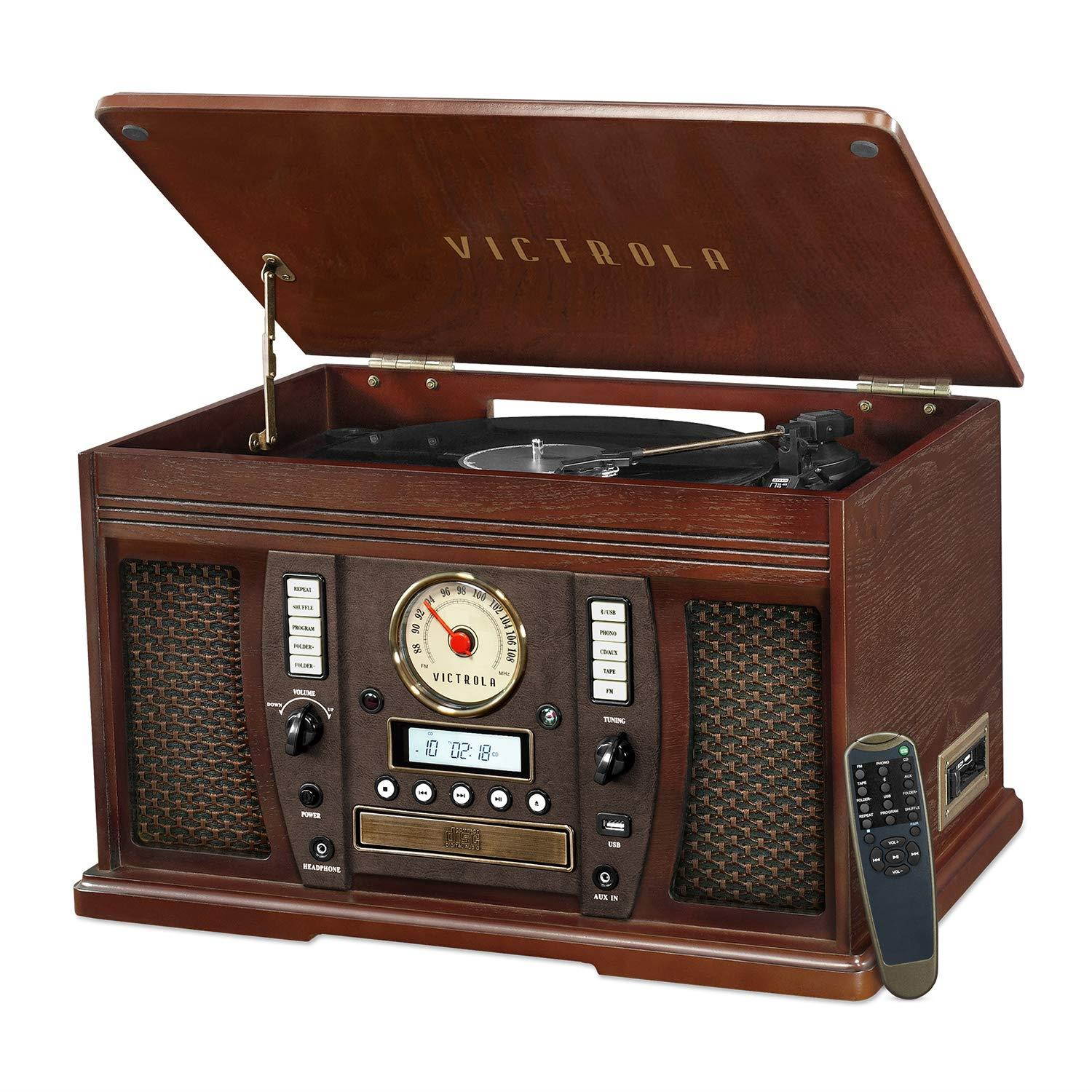 Victrola Aviator: 8-in-1 Bluetooth turntable, Mahogany