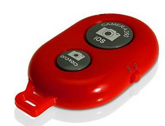 Extendable Selfie Handheld Stick Monopod with Adjustable Phone Holder and Bluetooth Wireless Remote Shutter for iPhone Samsung and other system over IOS 6.0  (Red with Shutter)