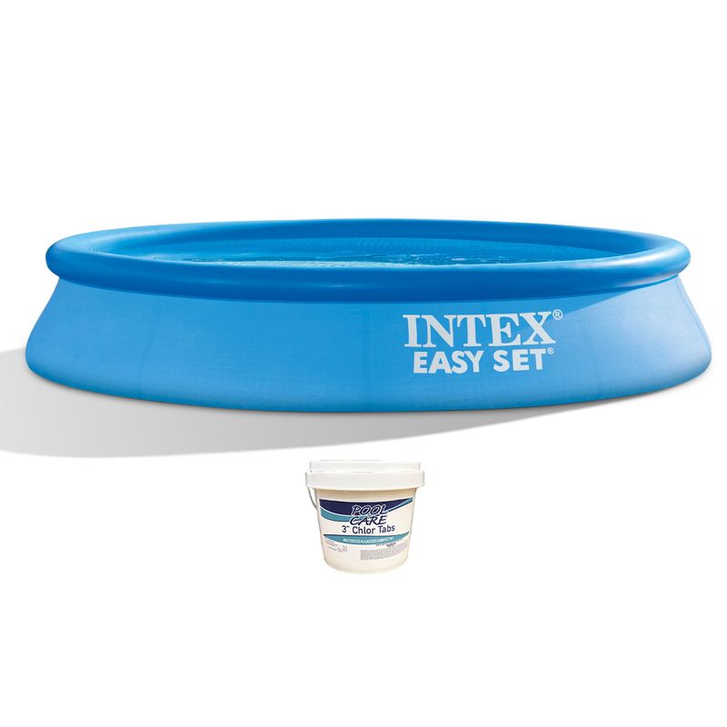 Intex 28116EH 10 X 24 Inch Easy Set Inflatable Circular Above Ground Family Swimming Pool and 3 Inch Chlorine Tabs, 5 lbs (No Filter Pump Included)