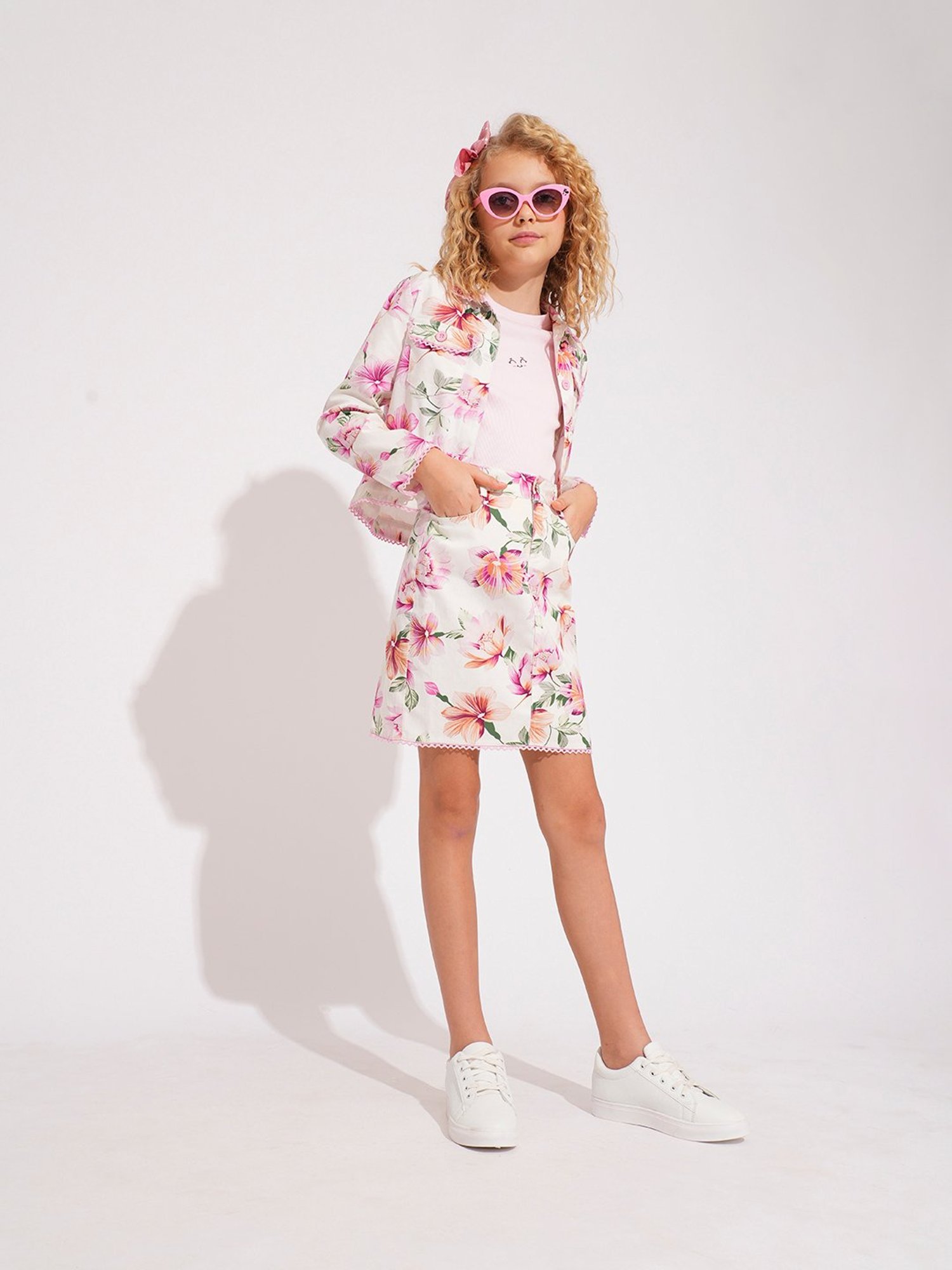 VERO MODA GIRL Kids Cloud Dancer Floral Print Skirt