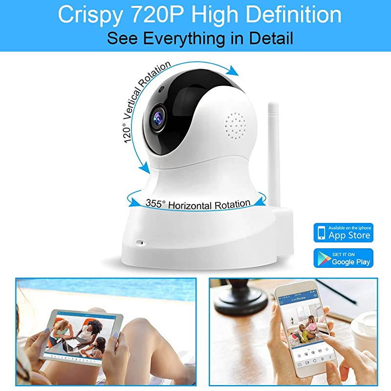 Security Camera Wireless Camera IP Camera with Night Vision Twoway Audio 24Ghz Wifi Indoor Home Dome Camera for Pet Baby Remote Surveillance Monitor with MicroSD Slot Android iOS App