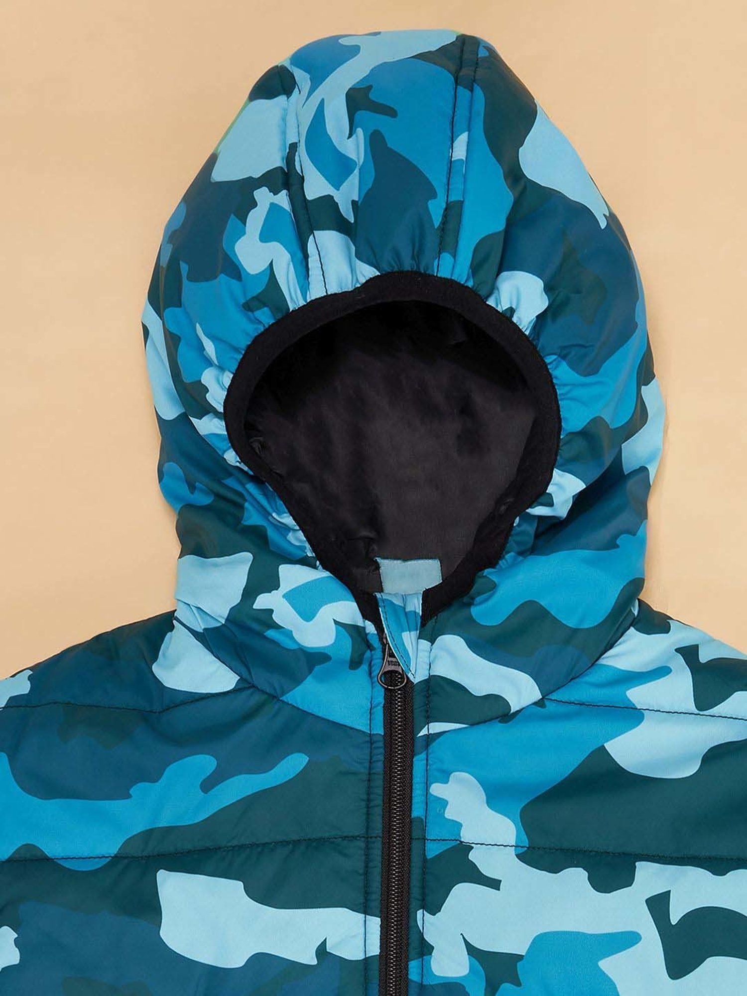 YU by Pantaloons Kids Blue Camouflage Full Sleeves Jacket