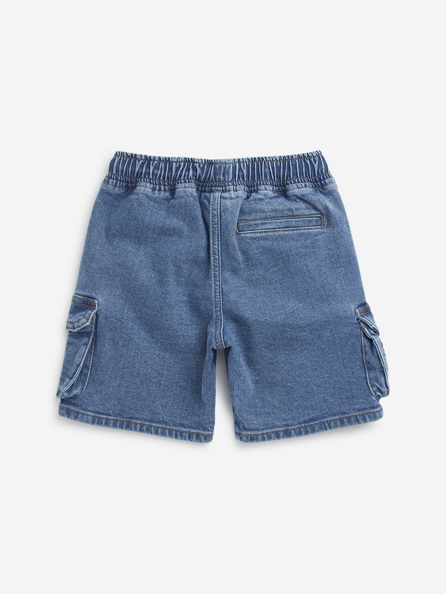 HOP Kids by Westside Blue Cargo-Style High-Rise Denim Shorts