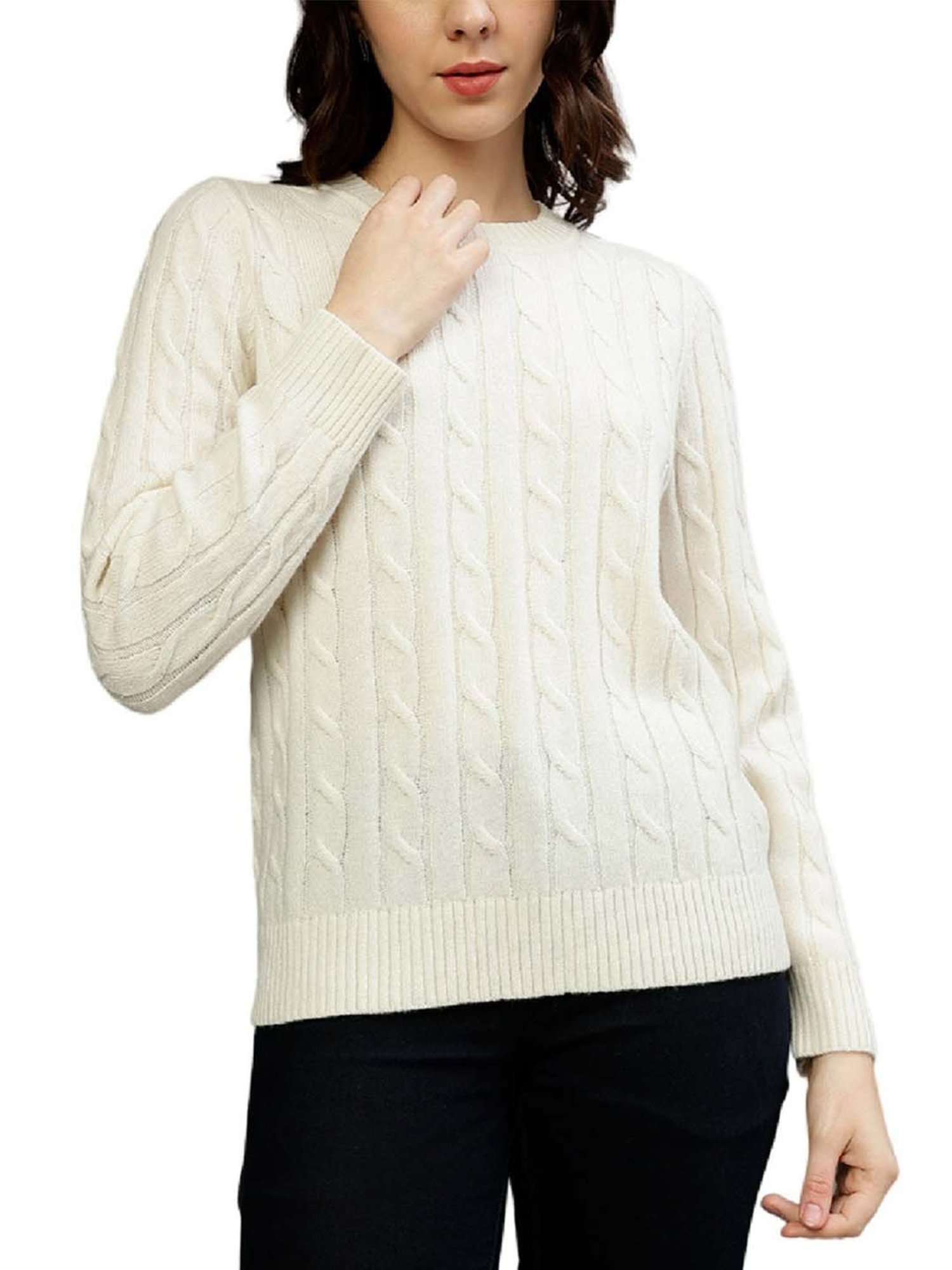 Gant White Crochet Pattern Sweater