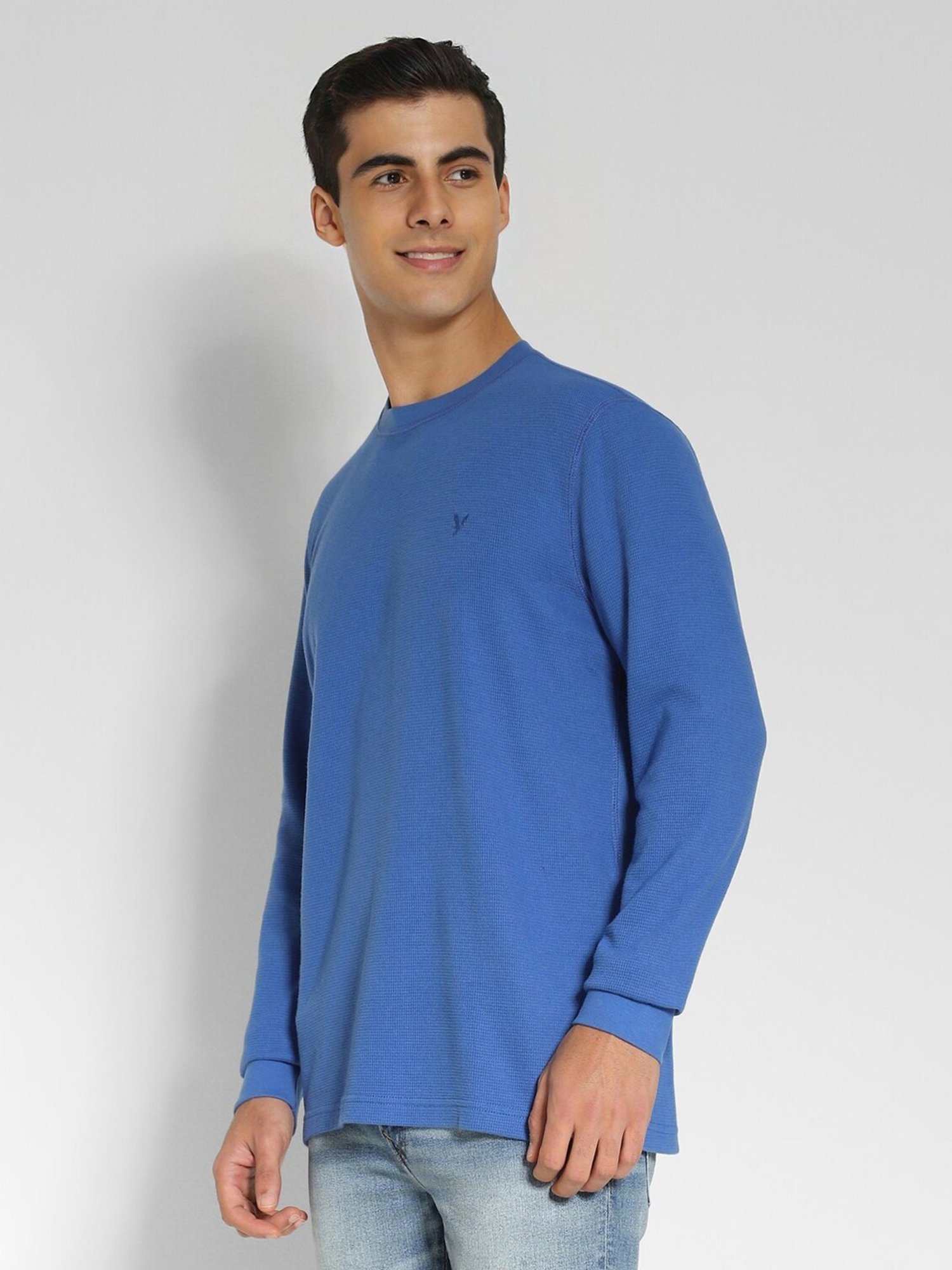 American Eagle Blue Regular Fit Texture T-Shirt