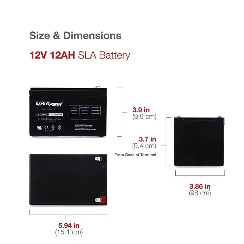 12V 12AH Sealed Lead Acid SLA || LW6FM12S LHR1212 HR1251W GPS1212F2 and BP1212 Replacement Battery Black EXP1212