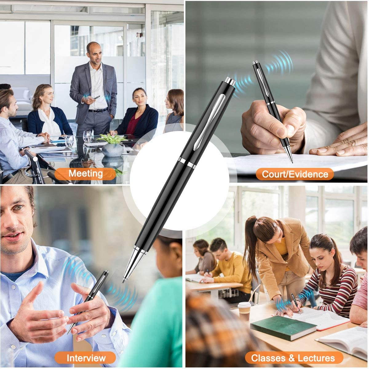 AUTENS Digital Voice Recorder 16GB Voice Activated Recorder for Lectures Interviews Meeting Students Classes, Mini Audio Recording Device Portable USB MP3 Playback, Black