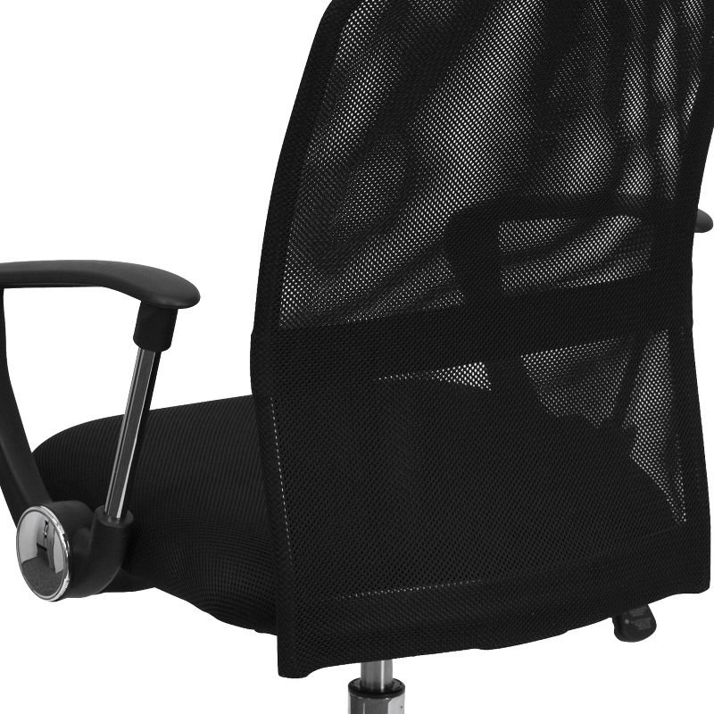 Emma and Oliver Mid-Back Black Mesh Swivel Task Office Chair with Lumbar Support Band