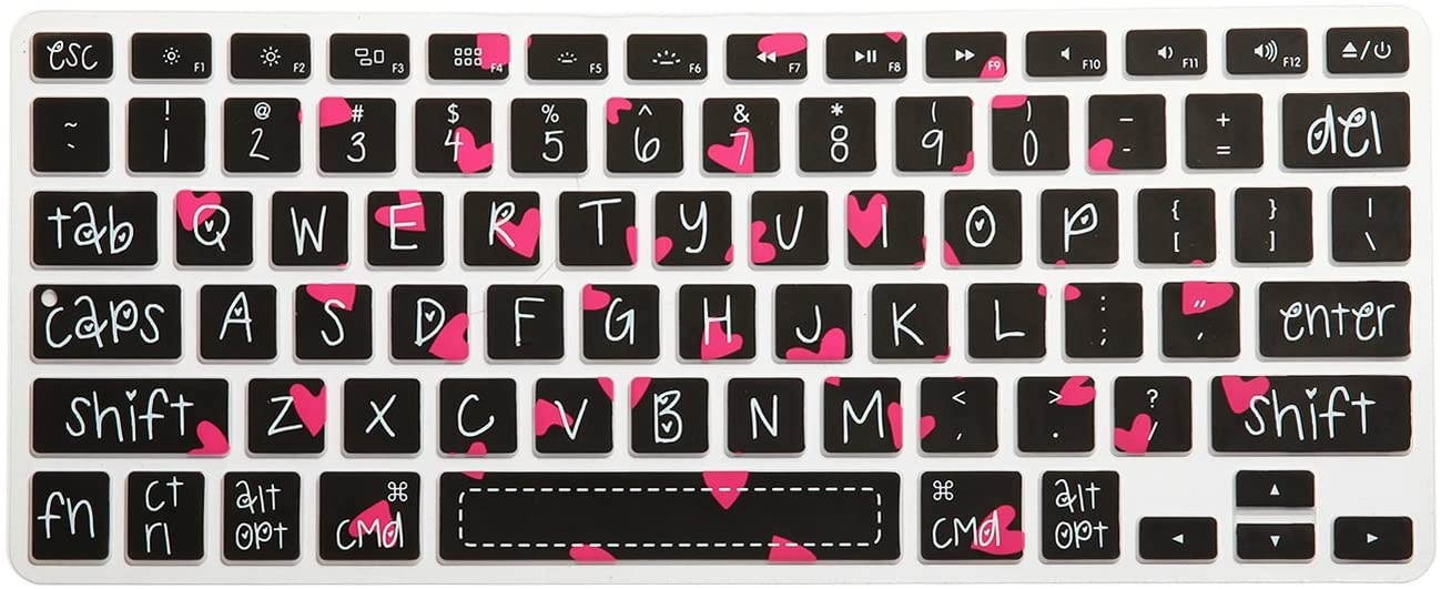 HRH Sweet Heart Big Font Keyboard Cover Silicone Skin for MacBook Air 13 and MacBook Pro 13" 15" 17" (with or w/Out Retina,Not Fit 2016 MacBook Pro 13 15 with/Without Touch Bar) US Layout