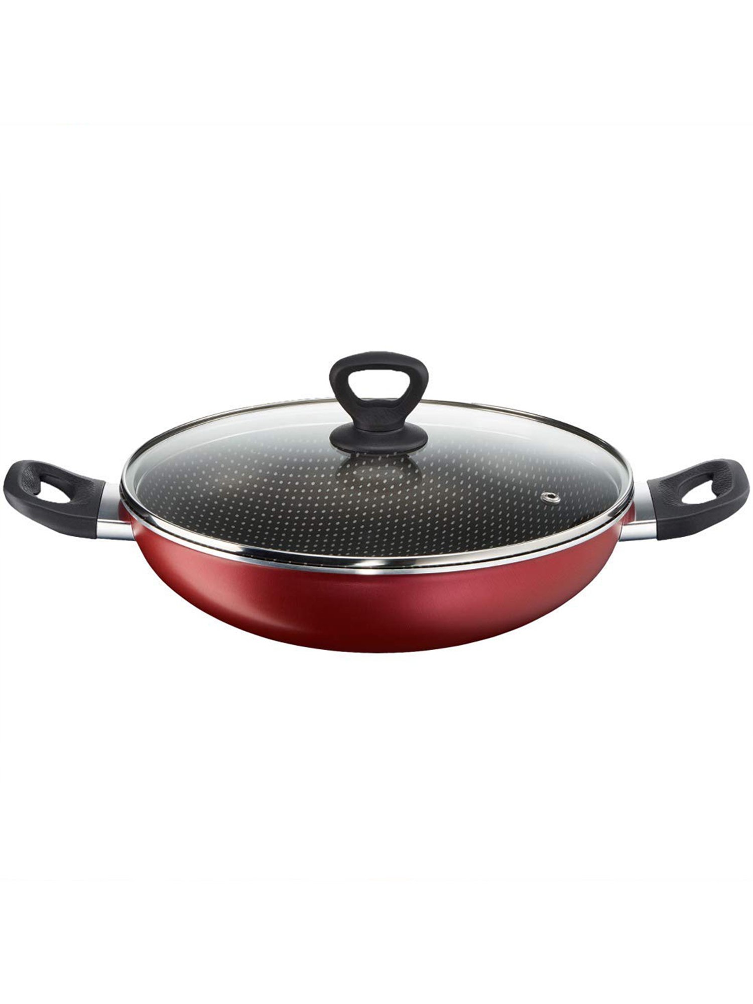 Tefal Simply Chef Red Aluminium 20 cm Rio Non-Stick Kadhai With Lid (1.96 L)