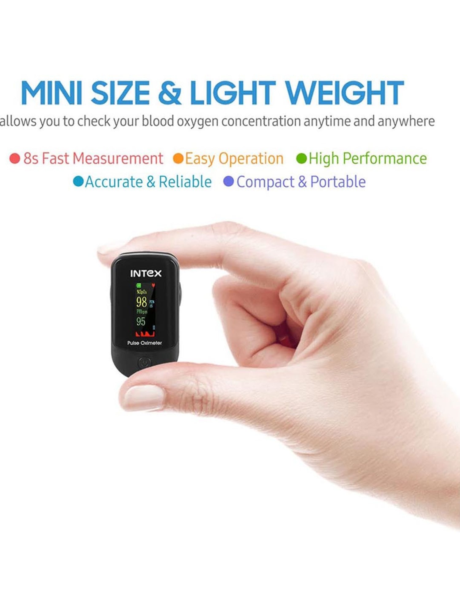 Intex MCP IT-OX02 Pulse Oximeter with Oxygen Saturation Monitor (Black)