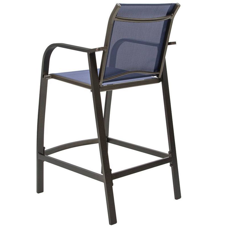 4pc Outdoor Counter Height Aluminum Bar Stools - Navy Blue - Pellebant