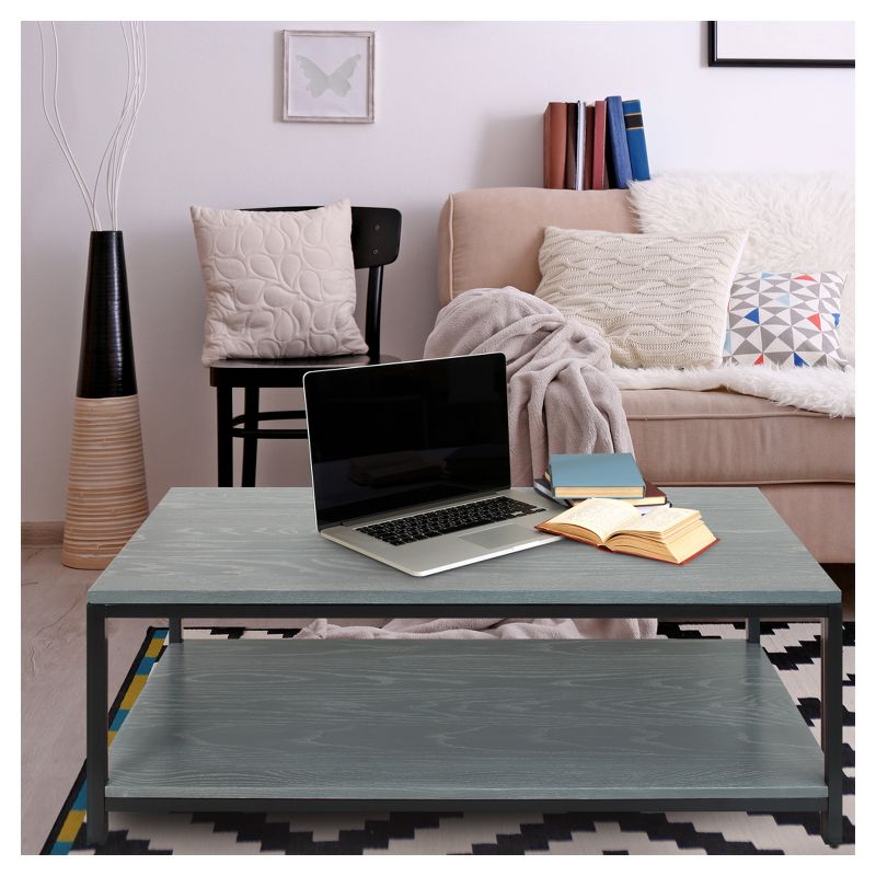 Coffee Table - Solid Red Oak Top & Shelf - Gray Wash - Flora Home