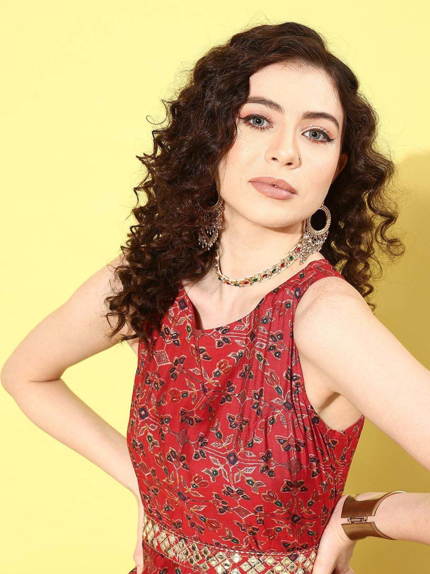 Libas Red Printed Jumpsuit