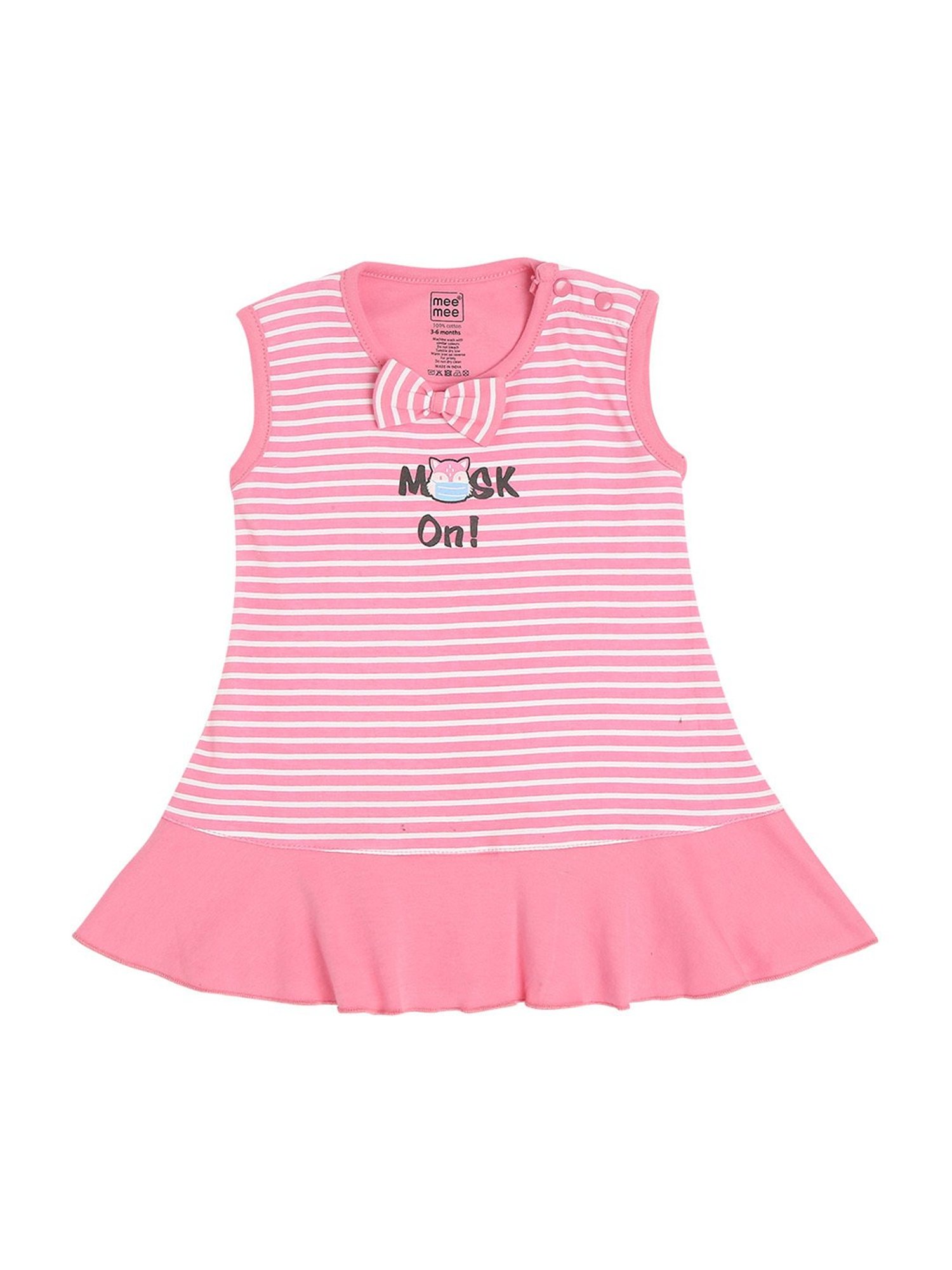 Mee Mee Kids Green & Pink Cotton Printed Frock
