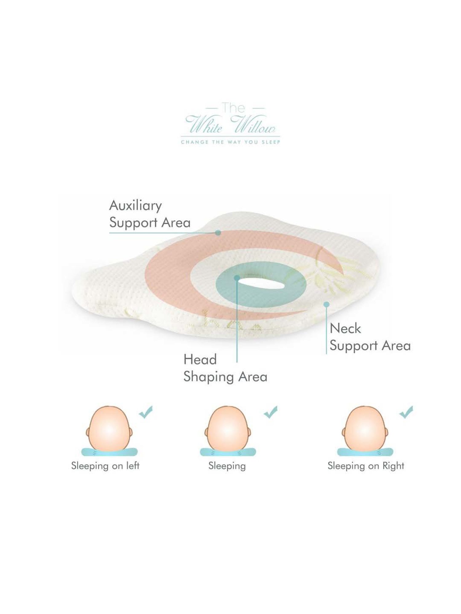 The White Willow White Infant Head Support Pillow - Set of 1