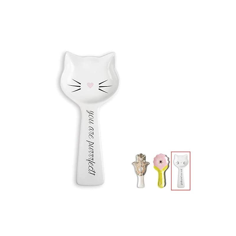 Ceramic Cat Spoon Rest: Kitten Spoon Rest for Stove or Countertop - Cute Kitchen Accessory