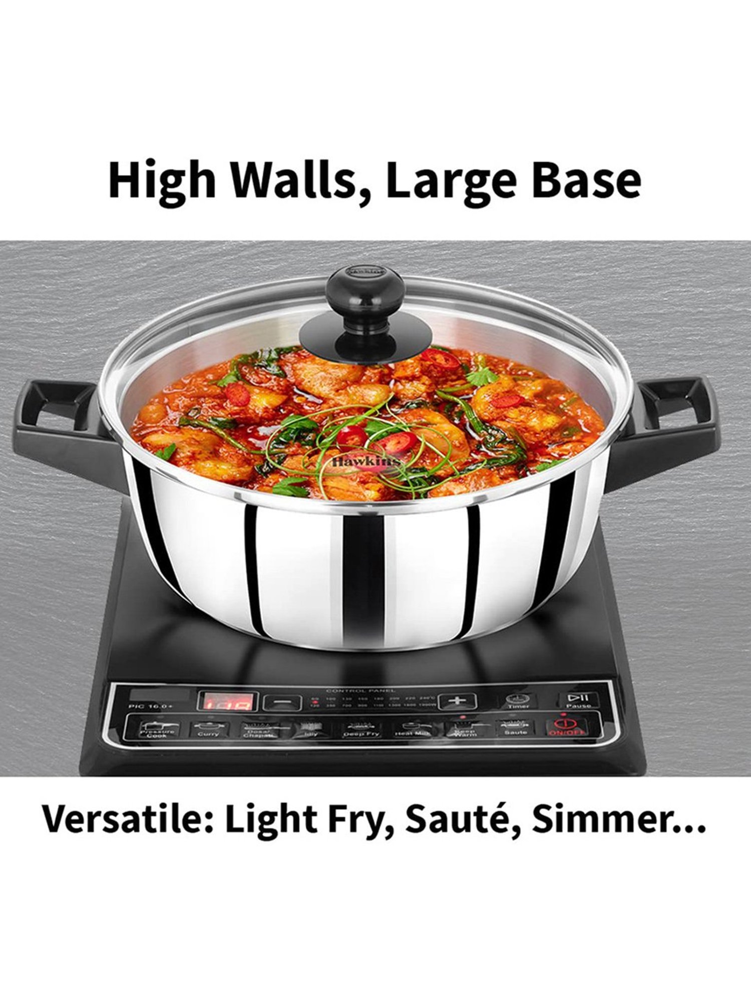 FnS Elantra Silver Stainless Steel Casserole With Lid (0.9 L)