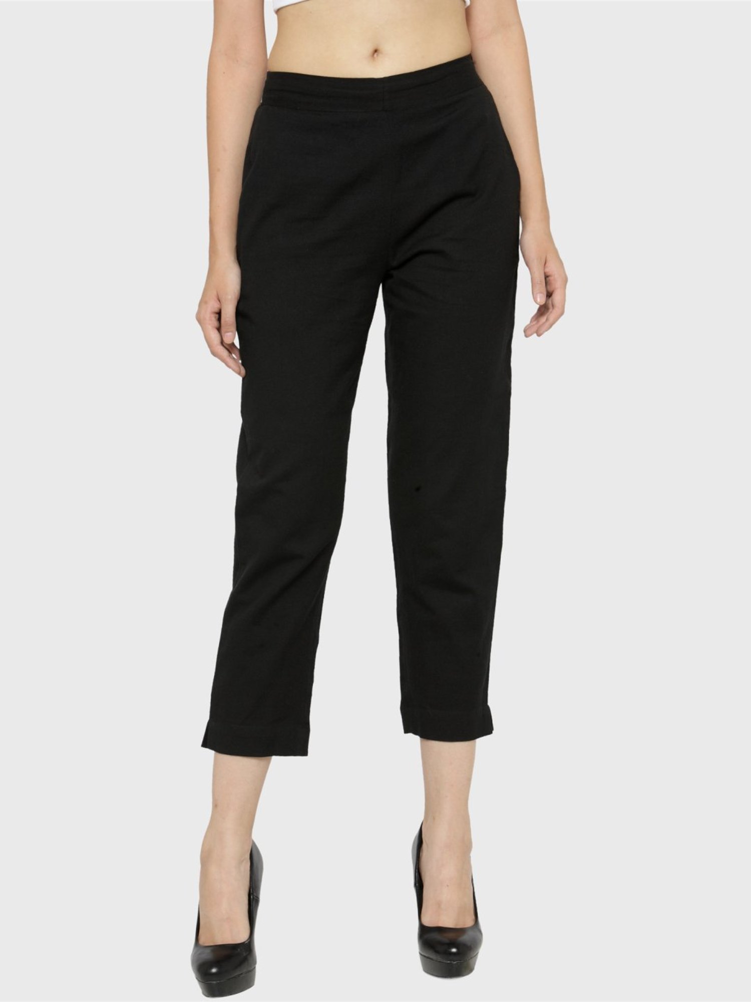 Indibelle Black Cotton Trousers