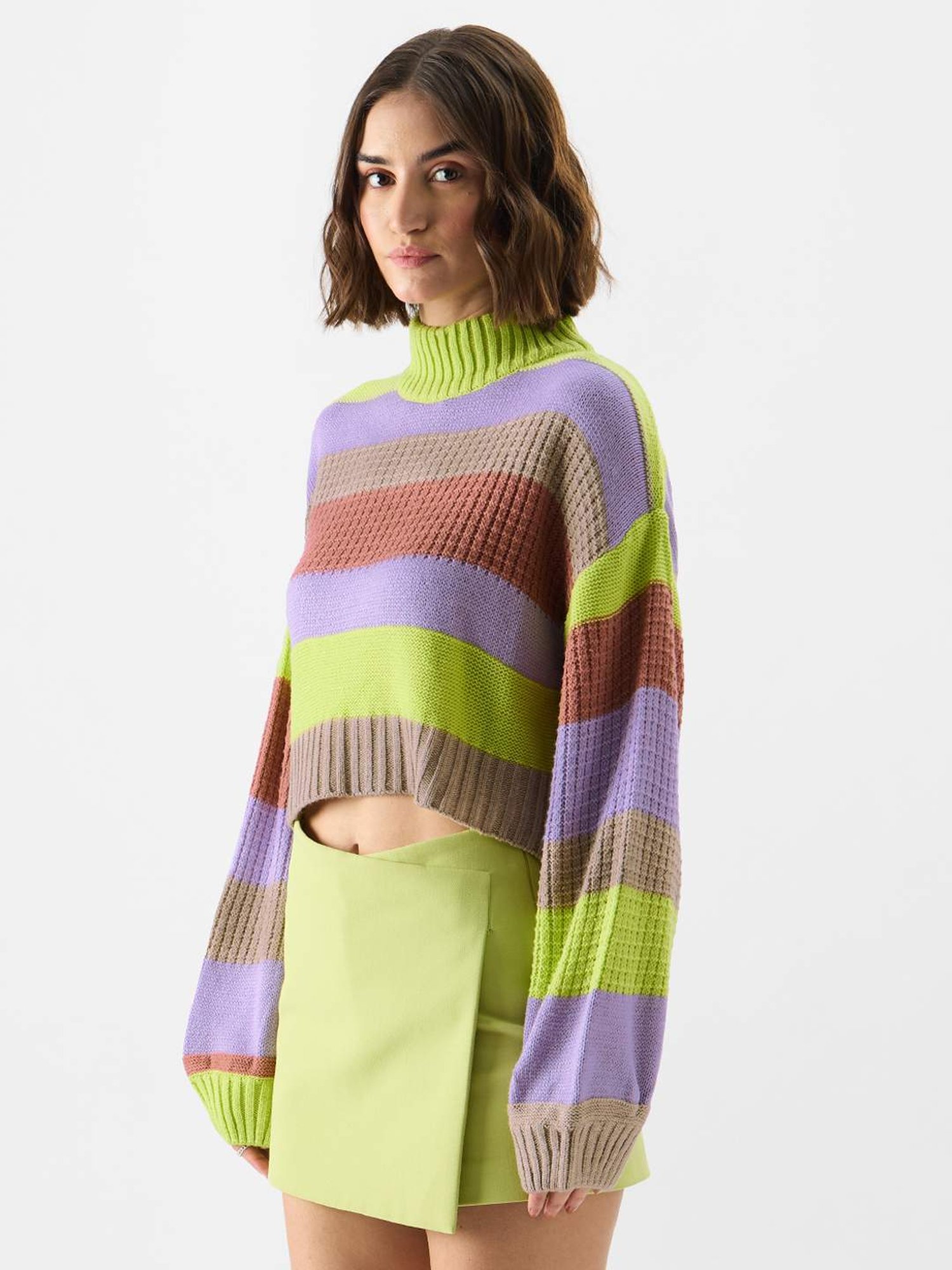 The Souled Store Multicolored Color-Block Sweater