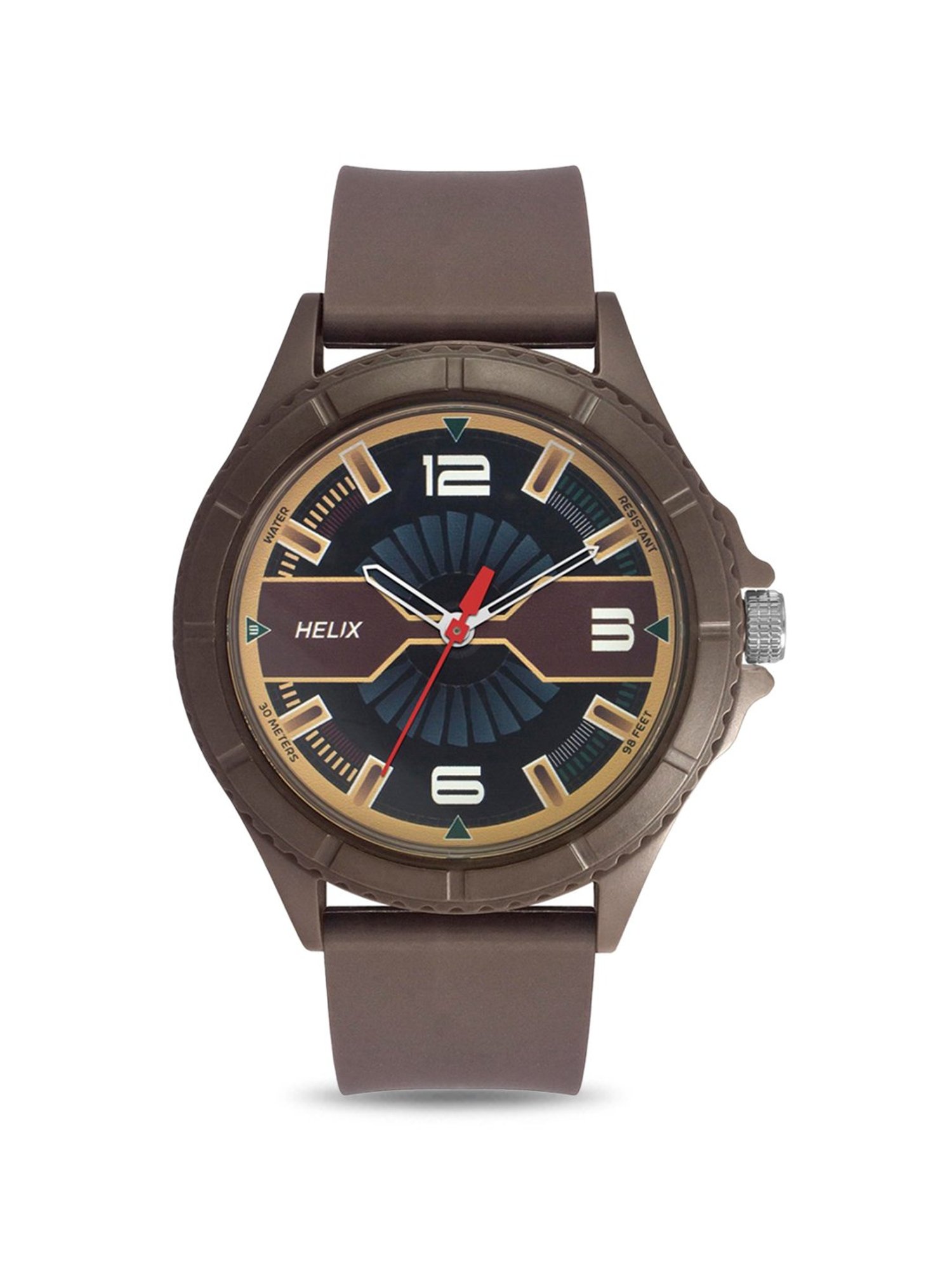 Helix By Timex Black/Brown Round Dial Analog Silicone Men Watch - TW033HG19