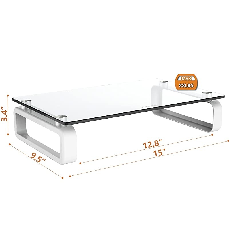 Pack Computer Monitor Stand Riser Multi Media Desktop Stand for Flat Screen LCD LED TV LaptopNotebookXbox One with Tempered Glass and Metal LegsHD0T01