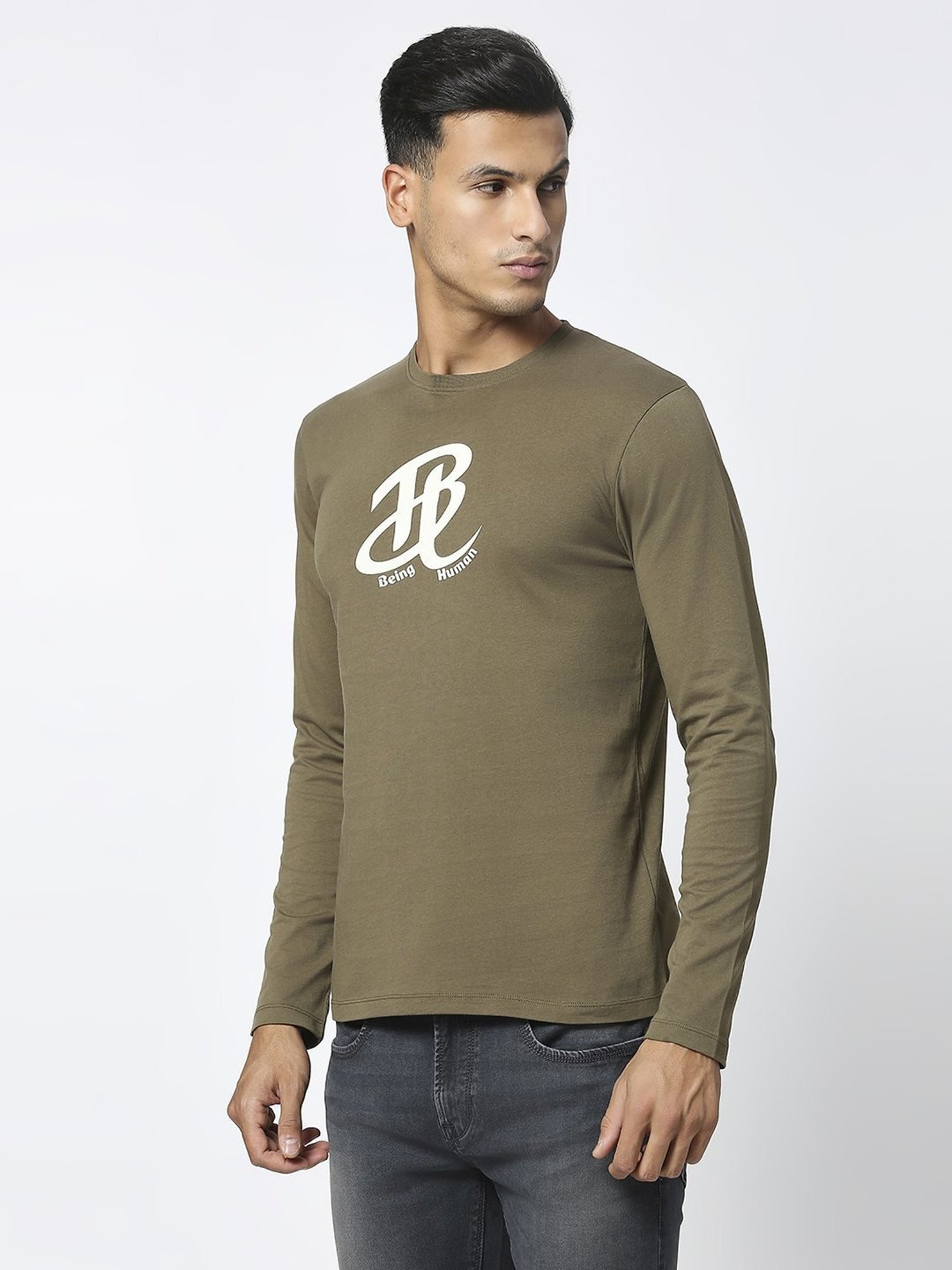 Being Human Green Regular Fit Printed T-Shirt