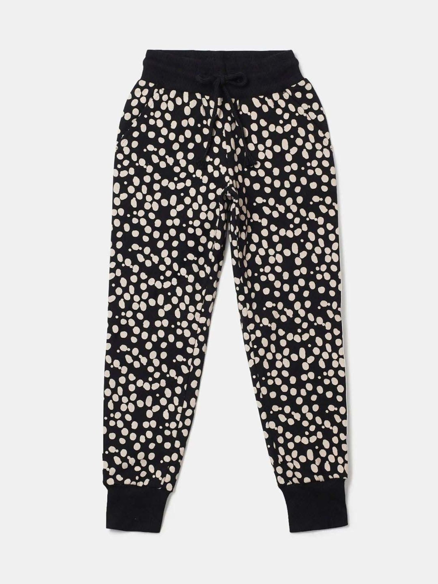 Jockey Girls Black & White Printed Joggers