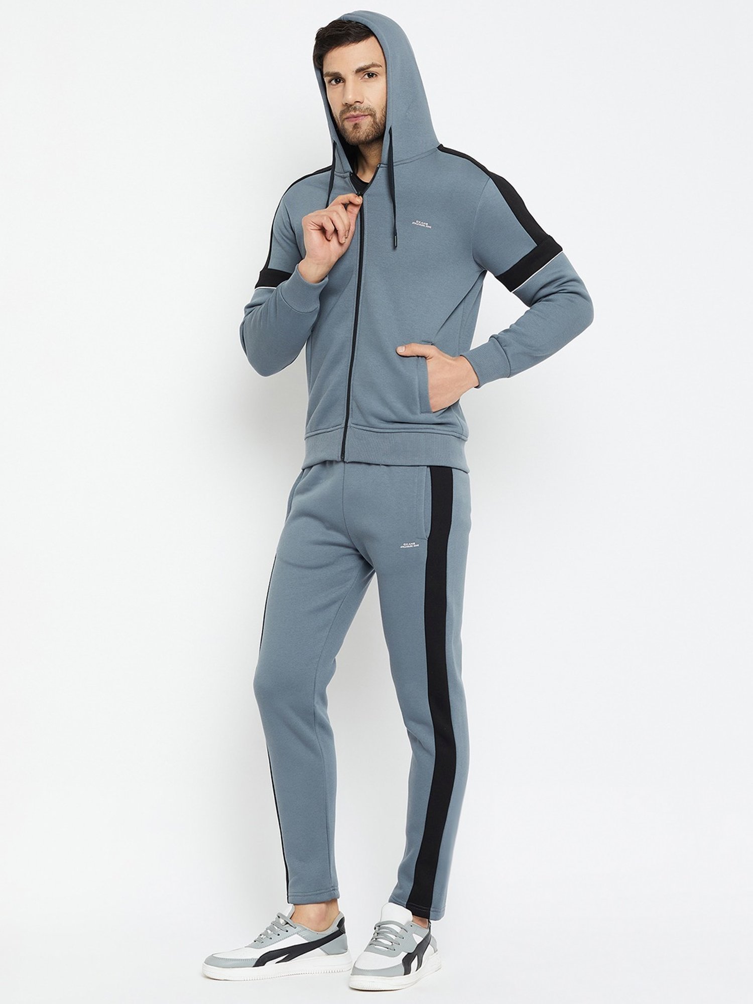 Okane Blue Regular Fit Colour Block Tracksuit