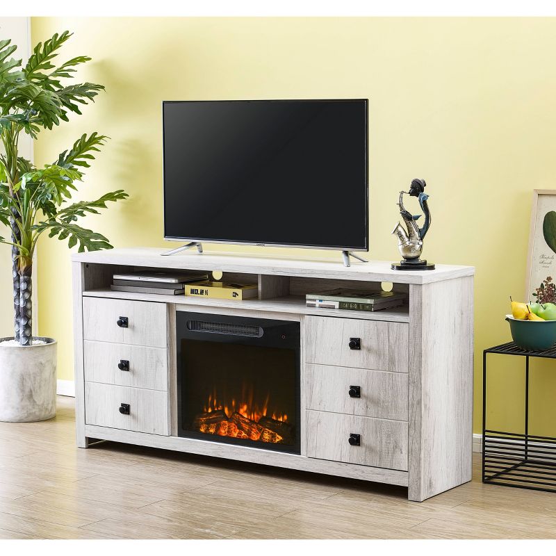 Rosemark 3 Door Media Credenza TV Stand for TVs up to 66" Gray - Treasure Trove Accents