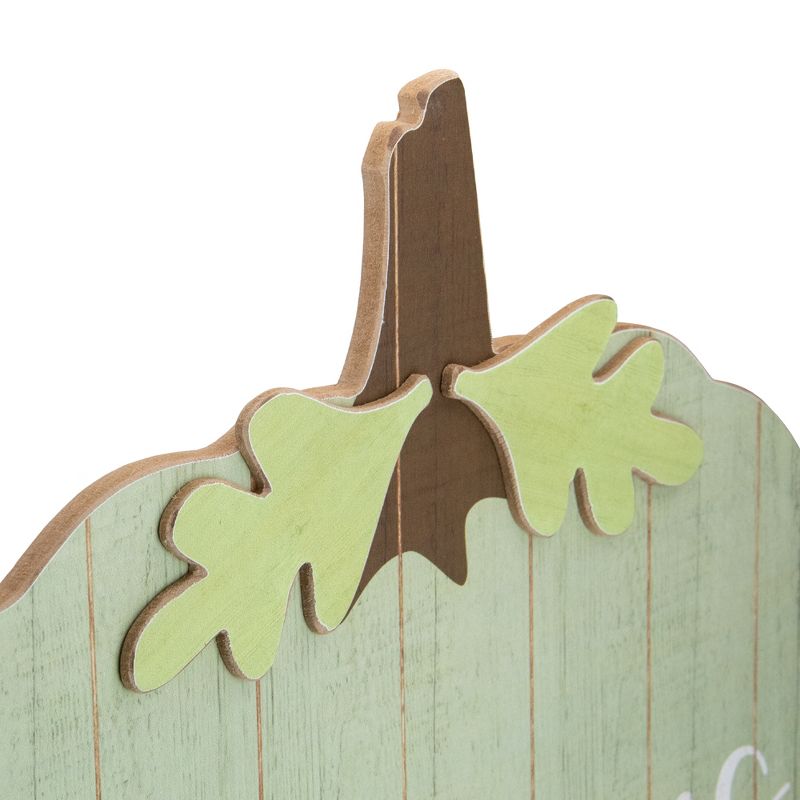Northlight 20" Green and Brown Blessings Pumpkin Wooden Thanksgiving Hanging Wall Sign