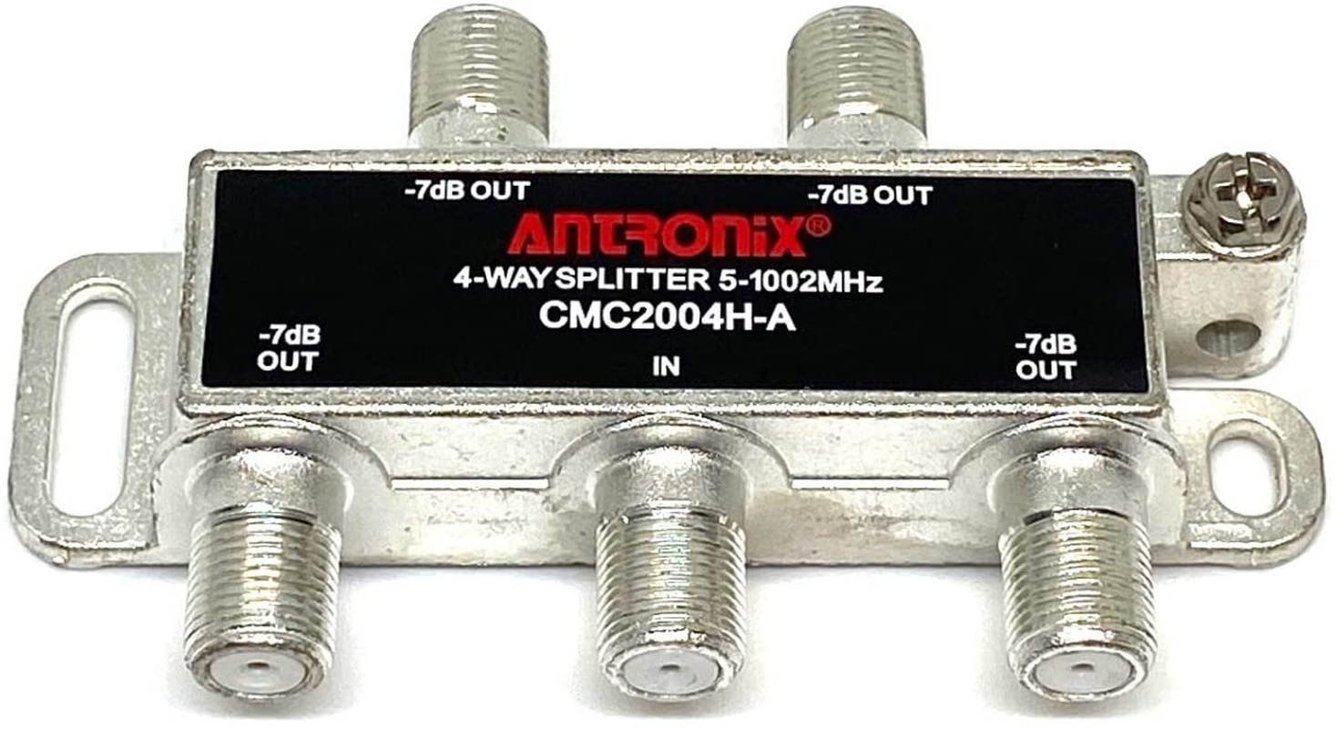 Antronix CMC2004H-A 4-Way Horizontal MoCa Splitter -7dB 5-1002 MHz High Performance for Coax Cable TV & Internet