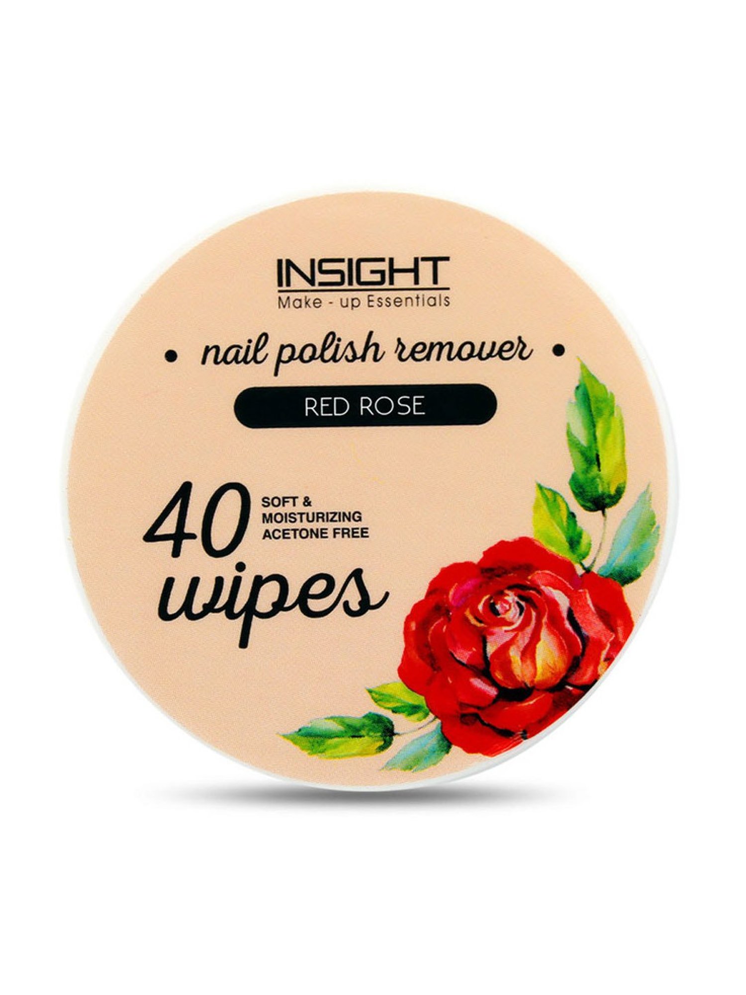 Insight Cosmetics Nail Polish Remover Wipes Red Rose - 40 Wipes