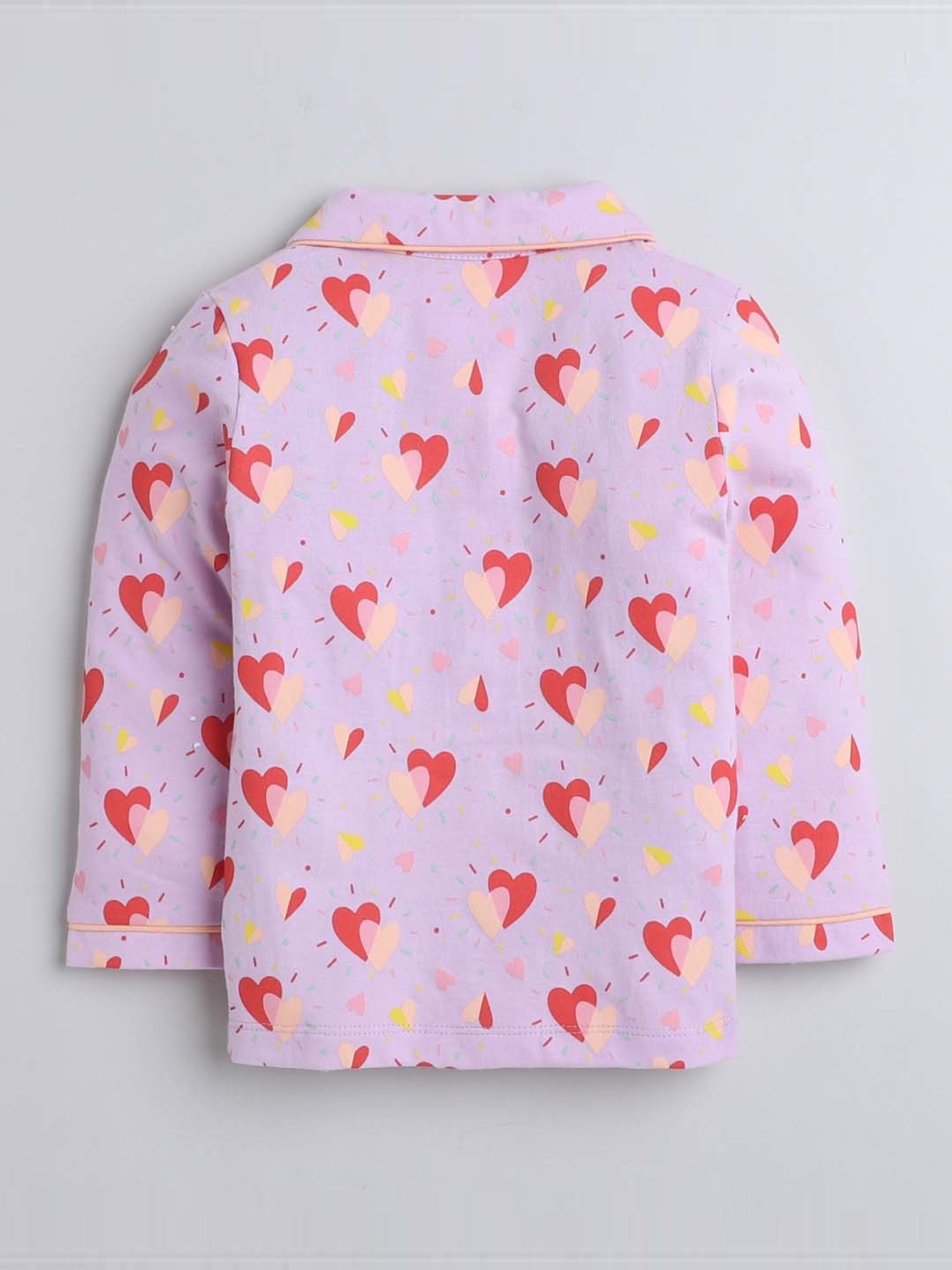 Bumzee Girls Lavender & Pink Cotton Printed Full Sleeves Shirt Set