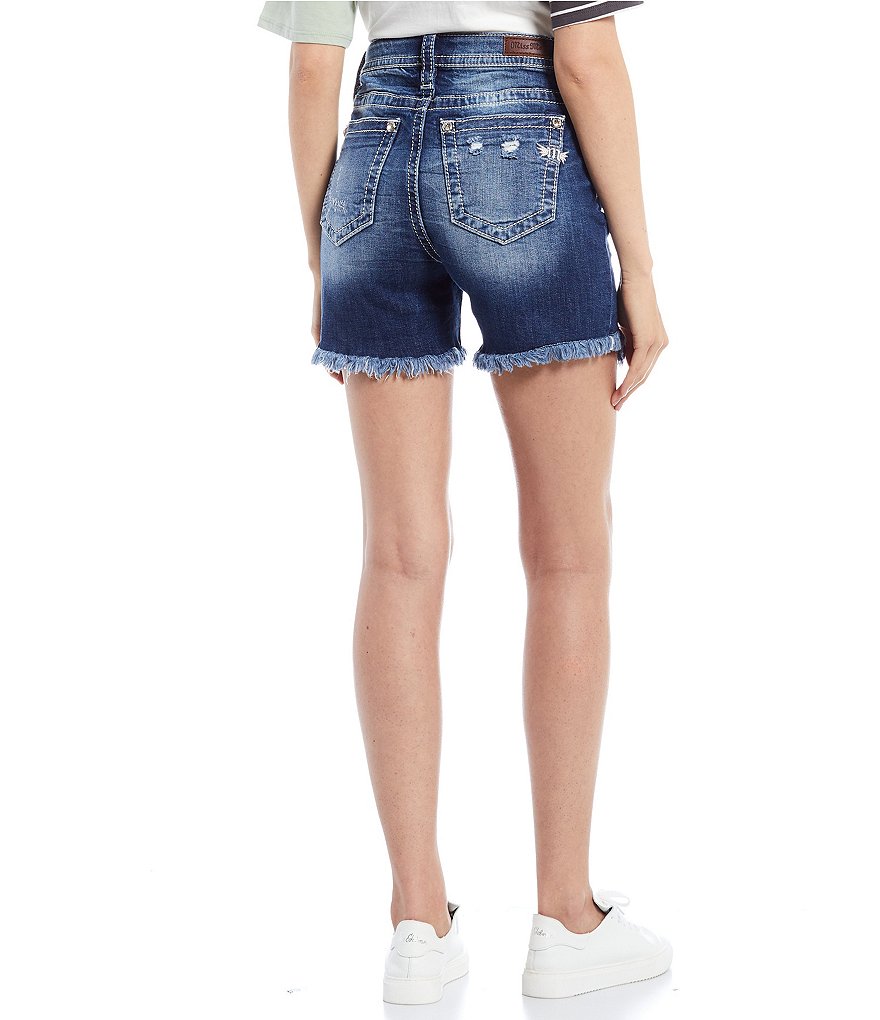 Celebrity Pink High Rise Destructed Frayed Hem Denim Shorts