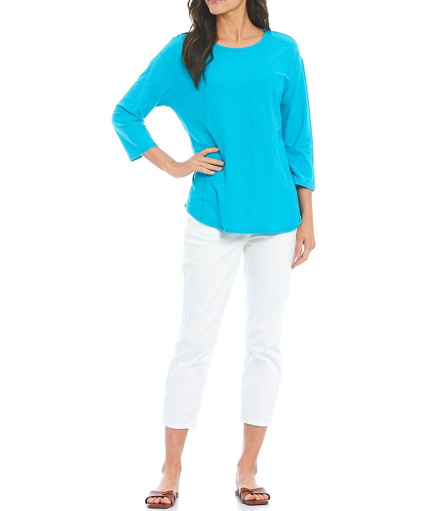 Westbound 3/4 Sleeve Seam Solid Cotton Blend Tee