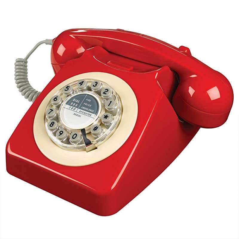 Wood 746 Phone Retro Design Red