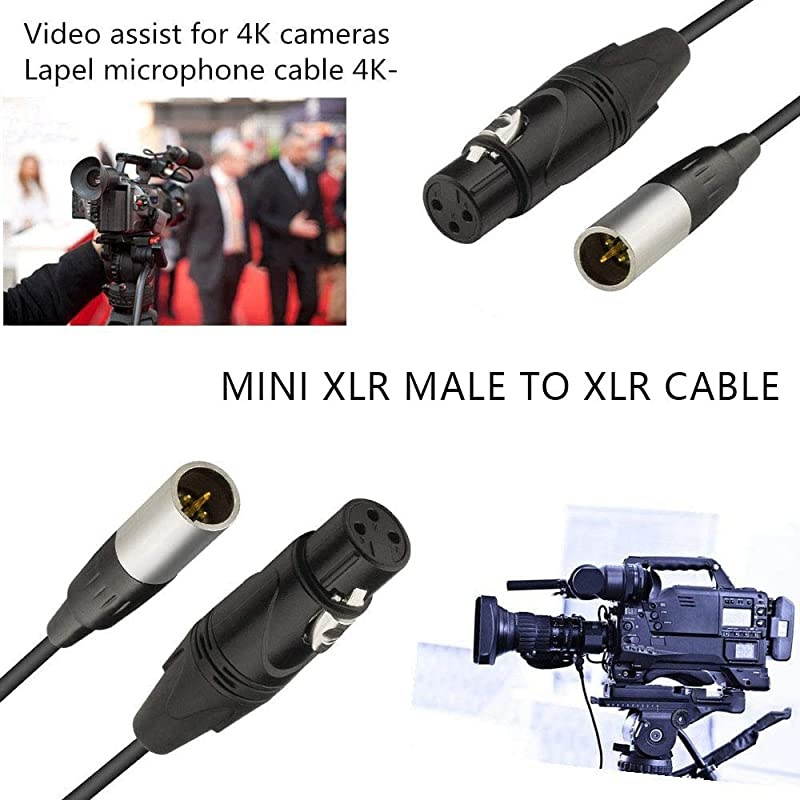 Mini XLR Cable 5FT Mini 3 Pin XLR Male to XLR Female Microphone Cable for Blackmagic Pocket BMPCC 4K Camera Video Assist 4K 5 Feet